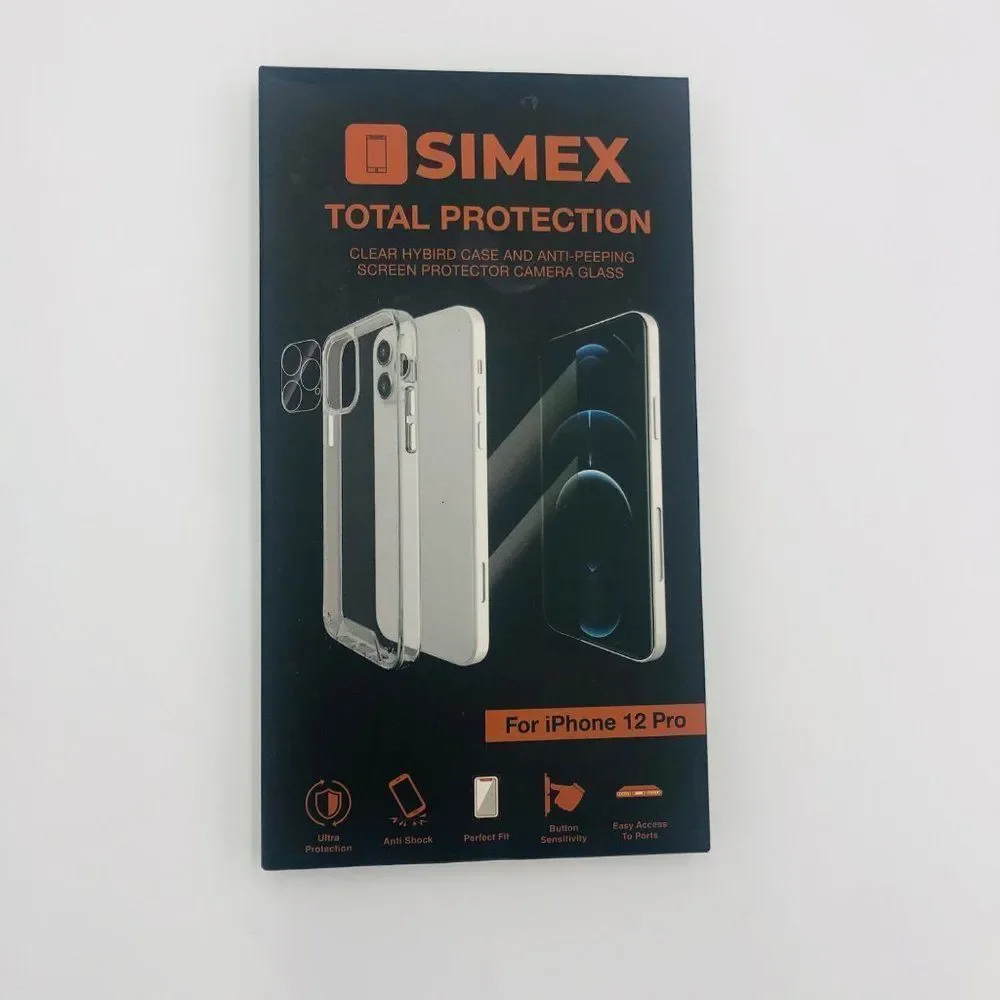 Brand New SIMEX TOTAL PROTECTION Clear Hybird Case & Screen Protector For iPhone